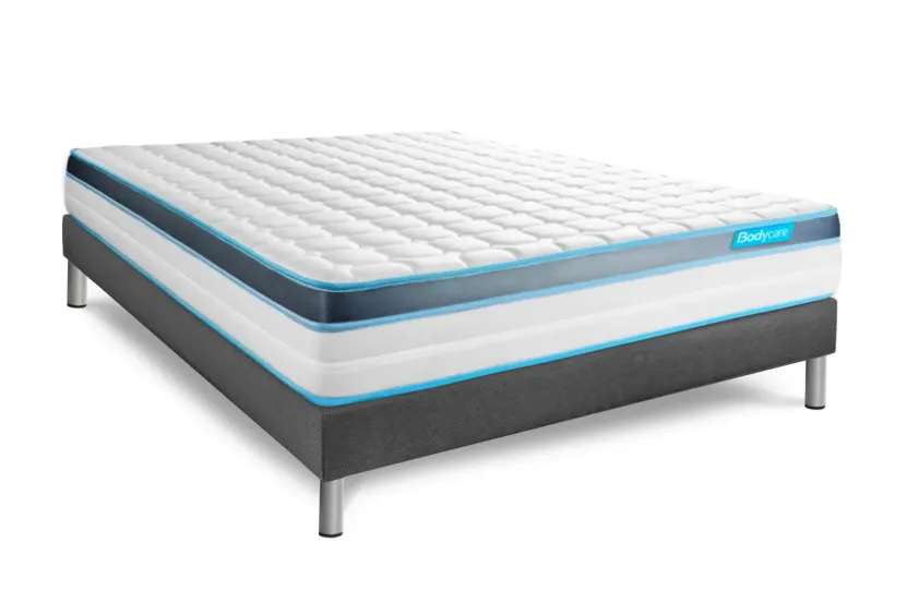 Ensemble Matelas Sommier 140x190 cm - Sommier Gris (en kit) - BodyFit