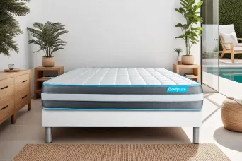 Ensemble Matelas Sommier 200x200 cm - Sommier Blanc (en kit) - Bodyform