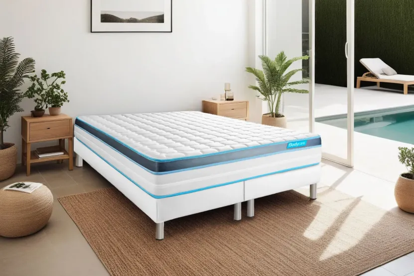 Ensemble Matelas Sommier 200x200 cm - 2 Sommiers Blanc - Perform