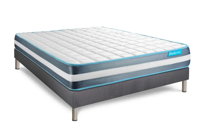 Ensemble Matelas Sommier 140x200 cm - Sommier Gris (en kit) - Bodyform