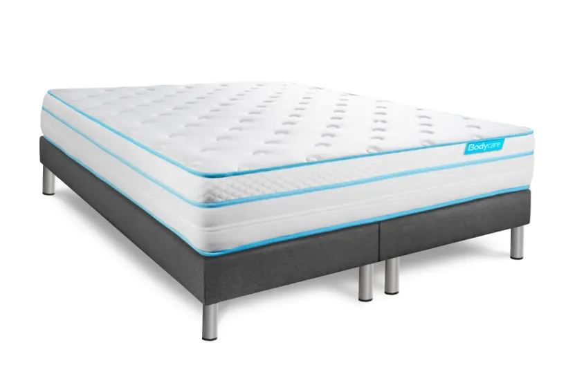 Ensemble Matelas Sommier 200x200 cm - 2 Sommiers Gris - Bodyzone+