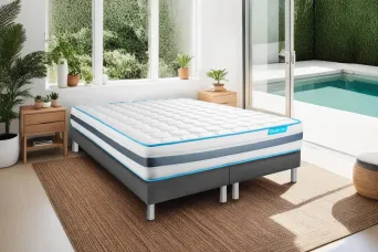 Ensemble Matelas Sommier 160x200 cm - 2 Sommiers Gris - Bodyzone