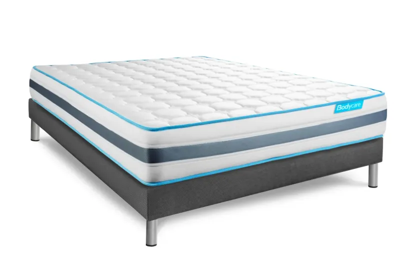 Ensemble Matelas Sommier 200x200 cm - Sommier Gris (en kit) - BodyFlex