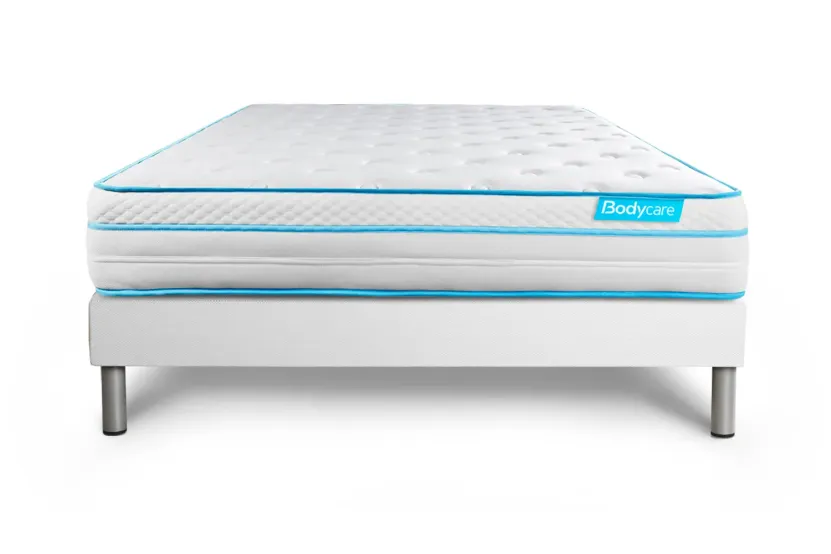 Ensemble Matelas Sommier 140x190 cm - Sommier Blanc (déjà monté) - Bodyzone+