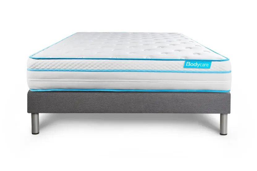 Ensemble Matelas Sommier 140x200 cm - Sommier Gris (déjà monté) - Bodyzone+