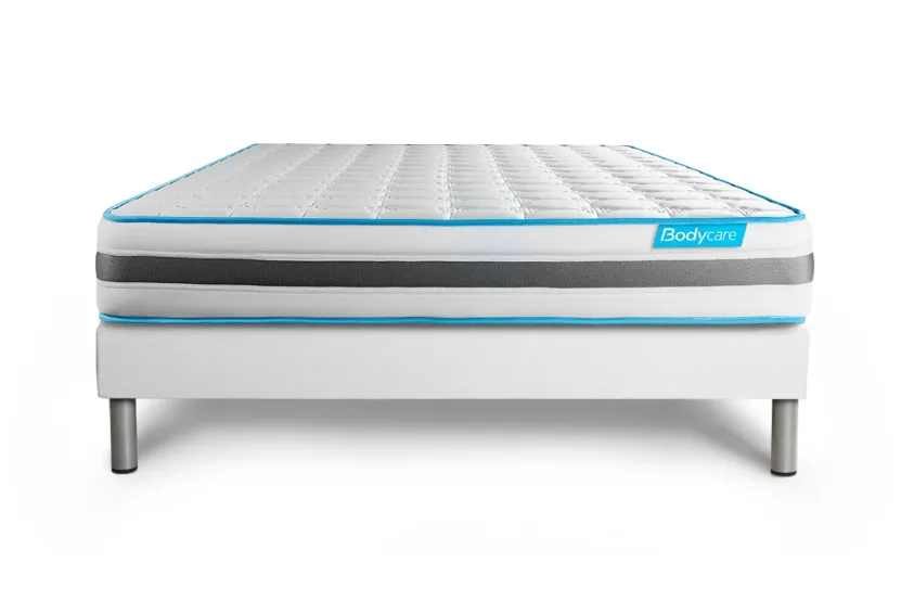 Ensemble Matelas Sommier 160x200 cm - Sommier Blanc (déjà monté) - Bodyzone