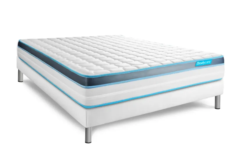 Pack lit complet 140x190 cm - Matelas + Sommier Blanc + 2 oreillers + Couette - Perform