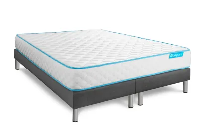 Ensemble Matelas Sommier 200x200 cm - 2 Sommiers Gris - Bodyone