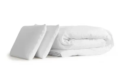 Pack lit complet 140x190 cm - Matelas + Sommier Gris + 2 oreillers + Couette - Bodyzone