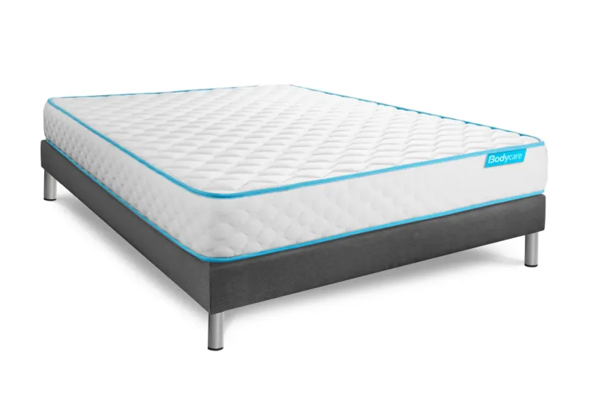 Ensemble Matelas Sommier 140x190 cm - Sommier Gris (déjà monté) - Bodyone