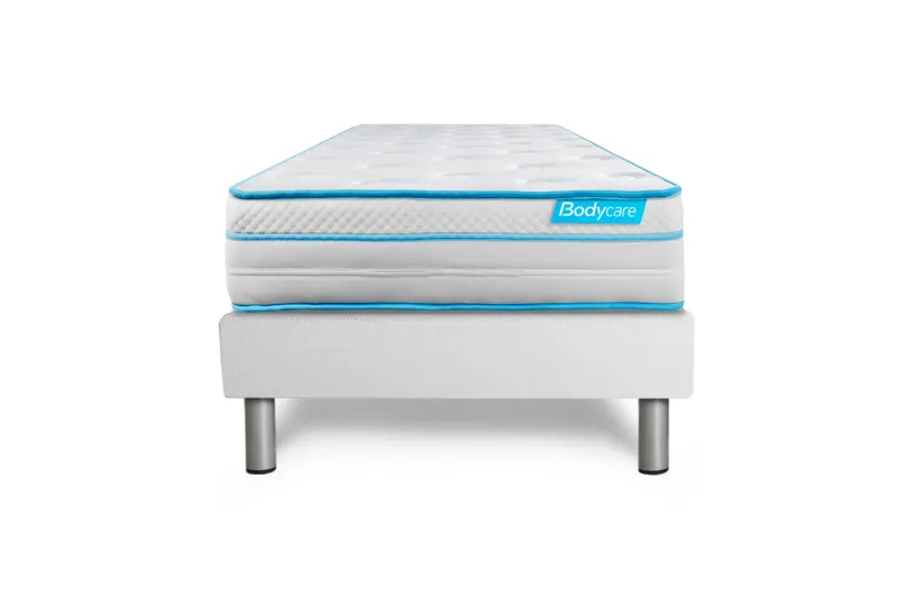 Ensemble Matelas Sommier 90x190 cm - Sommier Blanc (déjà monté) - Bodyzone+