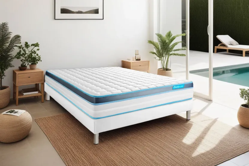 Ensemble Matelas Sommier 160x200 cm - Sommier Blanc (déjà monté) - Perform