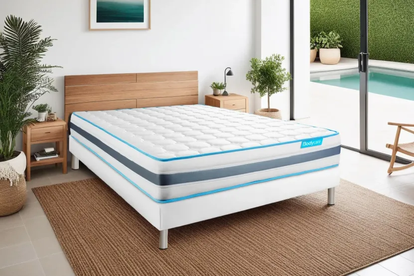 Ensemble Matelas Sommier 140x190 cm - Sommier Blanc (en kit) - BodyFlex