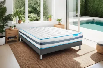 Ensemble Matelas Sommier 140x190 cm - Sommier Gris (déjà monté) - Bodyzone