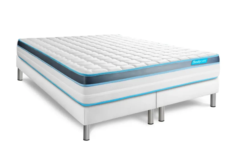 Pack lit complet 180x200 cm - Matelas + 2 Sommiers Blancs + 2 oreillers + Couette - Perform