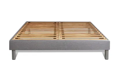 Pack lit complet 140x200 cm - Matelas + Sommier Gris (en kit) + 2 oreillers + Couette - Biocare