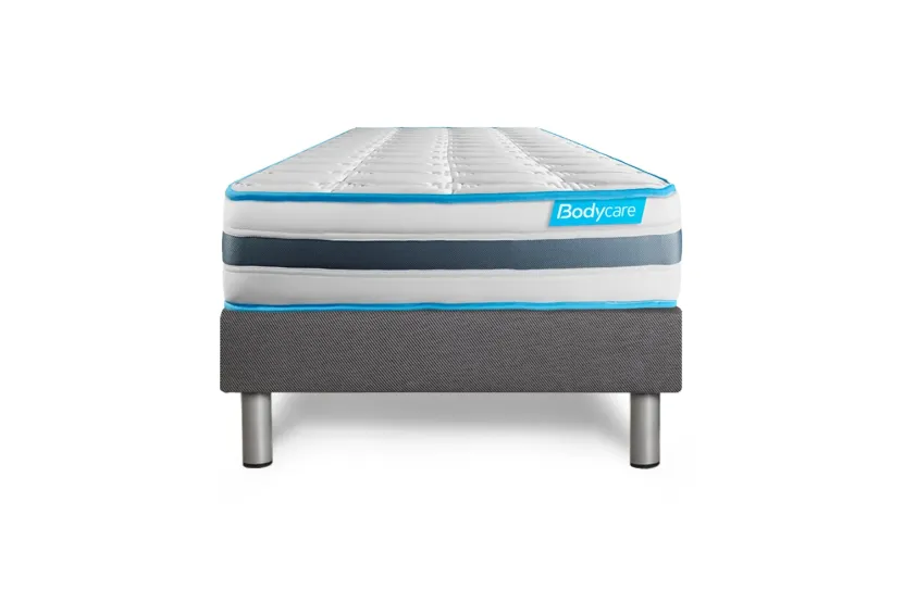 Ensemble Matelas Sommier 90x190 cm - Sommier Gris (déjà monté) - Bodyzone