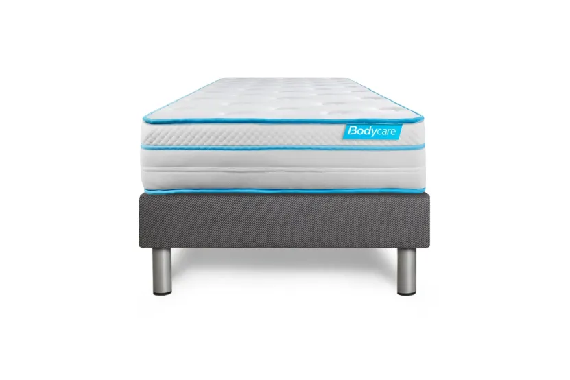 Ensemble Matelas Sommier 90x190 cm - Sommier Gris (déjà monté) - Bodyzone+