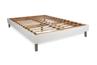 Pack lit complet 140x190 cm - Matelas + Sommier Blanc (en kit) + 2 oreillers + Couette - BodyMax