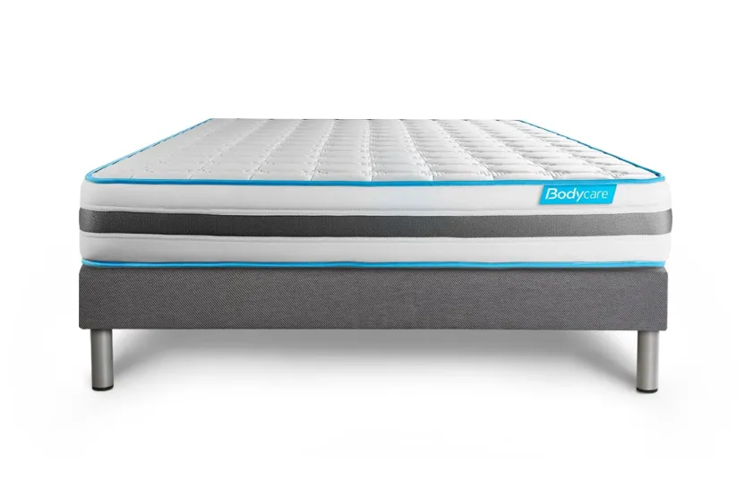 Ensemble Matelas Sommier 140x200 cm - Sommier Gris (déjà monté) - Bodyzone