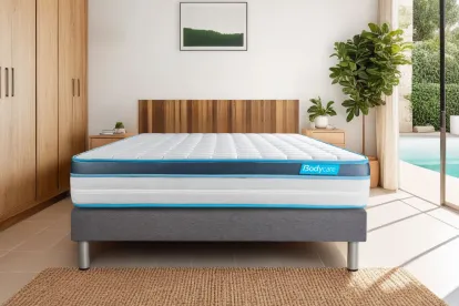 Ensemble Matelas Sommier 140x200 cm - Sommier Gris (en kit) - BodyFit
